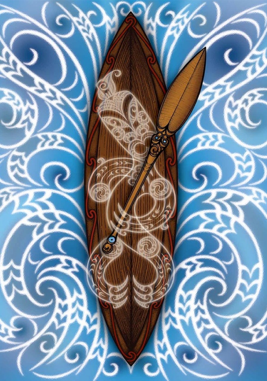 Creative illustration of Māori waka